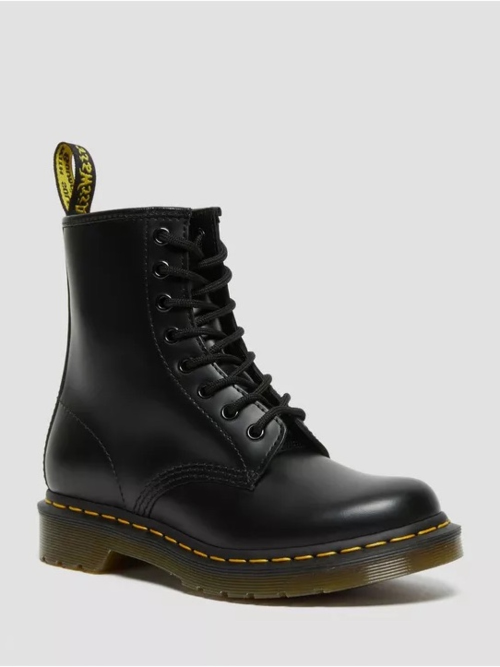 DR MARTENS 1460 Pascal Virginia Leather Combat Lace-up Black Boots Sz 9